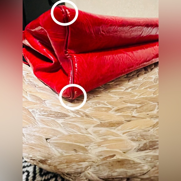 Vintage Style Craft Miami Bright Red Patent Lthr Style Purse w 1 carry handle. - Picture 7 of 13